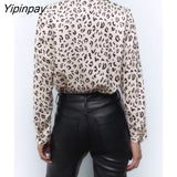 Yipinpay 2023 Women Leopard Printed Blouses Spring Autumn Casual Long Sleeved Bow Collar Tops Elegant Single Breasted T-Shirts