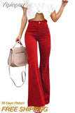 Yipinpay High Waist Corduroy Long Flared Pants Women Casual Street Wear Solid Color Button Bell Bottom Trousers Female Bottoms 920