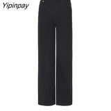 Yipinpay Spring Summer New Super Soft Siro Spinning Straight Tube Wide Leg Jeans For Women Jeans Woman High Waist