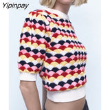 Yipinpay Autumn Knitted Vintage Sweater Women Clothes Casual Short Pullover Fashion Ladies Sweater Knit 2023 New Arrivals