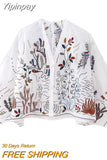 Yipinpay White Embroidery Blouse Women Long Sleeve Crop Top Female Elegant Loose Summer Blouses Woman 2023 Boho Vintage Blouse