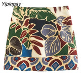 Yipinpay 2023 Women Summer Printed Tops+ Mini Skirts Sets 2 Piece Elegant Turn Down Collar Shirt Blouse Long Sleeve Casual Suits