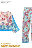 Yipinpay 2023 Women Pants Sets Pink High Waist Pants For Women Vintage Print Woman Trousers Streetwear Casual Summer Women's Pants