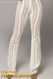 Yipinpay Hollow Out Knitted High Waist Sexy Pants Women Fashion Crochet Loose Autumn Trousers Women Cotton Casual Ladies Pants