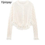 Yipinpay Spring Women Patchwork Knitted Sweater Coats 2023 Solid Single Breasted Cardigan Tops Female Long Sleeve O-Neck Top