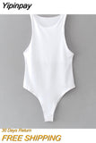 Yipinpay TRAF Fashion 2023 Summer Woman Bodysuit O-Neck Female Sexy Jumpsuit Women Slim Beach Jumpsuit Ladies Skinny Playsuits New