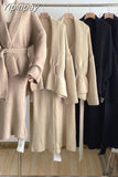 Yipinpay Piece Set Knitted Sling Dress 2023 Fall Winter Elegant Sweater Dresses Loose Cardigan + Slim V-neck Suspender Dress Office