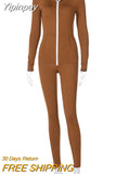 Yipinpay Autumn Winter Hoodie Jumpsuit Romper Women Long Sleeve Zipper Sport Casual Jumpsuits Black Streetwear Slim Sexy Overalls