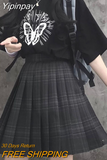 Yipinpay Preppy Black Plaid Pleated Skirt Women Japanese Fashion School Girl Uniform Kawaii Gothic High Waist Mini Skirt Cute JK