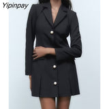 Yipinpay Women 2023 New Fashion Design Suit Style Dress Autumn Winter Vintage Long Sleeve Female Dresses Vestidos Mujer 8863/261