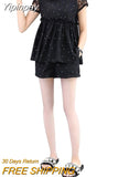 Yipinpay Summer Oversized Lace Cute Sweet Women Shorts Set Fashion Dot Short Sleeve Slim Sling Dress Wide Leg Shorts 2-piece Set