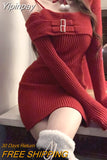 Yipinpay One Piece Dress Korean Fashion 2023 Winter Sexy Bodycon Y2k Mini Dress Woman Long Sleeve Solid Knitted Dress Slim Casual