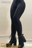 Yipinpay Women Casual High Waist Zipper bandage Skinny Spring&Autumn Black Pencil Pants