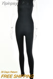 Yipinpay Black Sleeveless Summer Jumpsuit Rompers Womens 2023 Zipper Activewear Slim Jumpsuit Femme Fitness Sport Casual Overalls