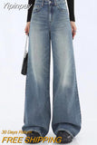 Yipinpay Blue Jeans Women Y2k Streetwear Korean Fashion Straight High Waist Jean Pants Ladies Baggy Wide Leg Denim Trousers New