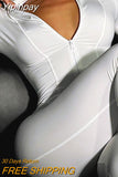 Yipinpay Autumn New Jumpsuit Women Slim Fit Sexy Jump Streetwear Sexy Ladies Long Sleeve Pants Bodycon V-neck Jumpsuit