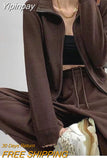 Yipinpay Vintage Lapel Knitted Cardigan Women Spring Autumn Chic Fitness Double Zipper Long Sleeve Sweater with Pockets