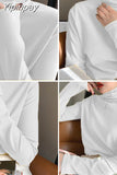 Yipinpay Women Polar Fleece Warm Tops Korean Solid Shirt for Girls Autumn Winter Turtleneck Long-sleeved Inside T-shirts