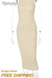 Yipinpay Mo 2023 Bodycon Sleeveless Knitting Dress Mini Women Off Shoulder Sexy Club Party Dresses Black Elegant Summer Vestidos