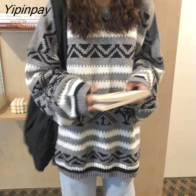 Yipinpay Autumn and Winter Long-sleeved Korean 2023 Loose Pullover Sweater Women O-Neck Sweater Female dropshipping