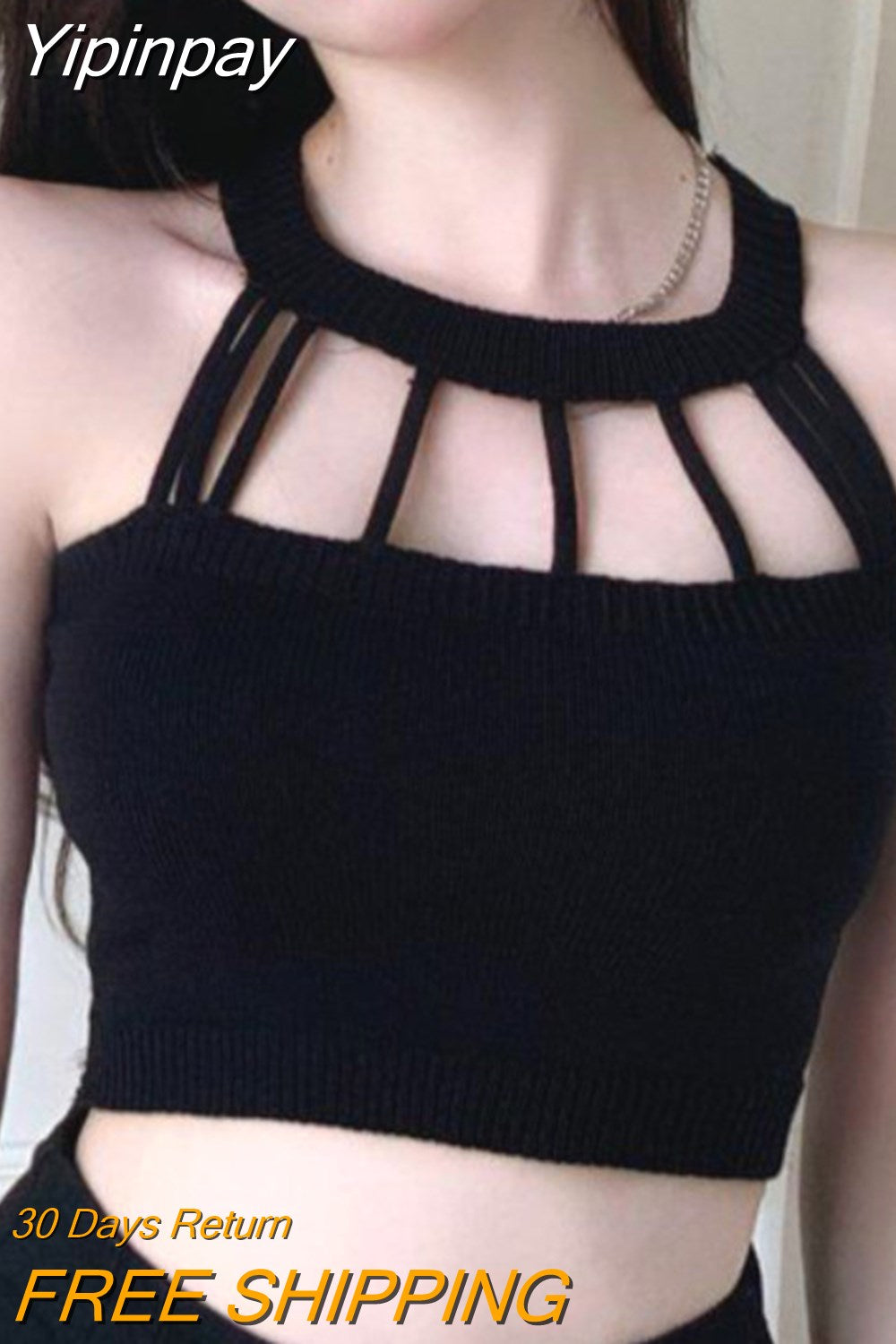 Yipinpay Women Knit Vest Crop Tops Sexy Sleeveless Crew Neck Hollowed Solid Slim Fit Summer Club Party Tops y2k Clothes