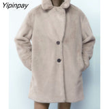 Yipinpay Winter Thicken Faux Fur Coat 2023 Fleece Solid Cardigan Jacket Female Coat Women Overcoat Casual Warm Plush Mujer Chaqueta