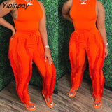 Yipinpay Women Elegant Solid Sexy Tank Crop Tops Tassels Decor Pants Drawstring Pants Sets
