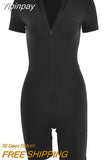 Yipinpay Sculpting Playsuit Women Sexy Short Sleeve Waist Corset Rompers Jumpsuits Femme Summer Zip Body-Shaping One Piece Outfits