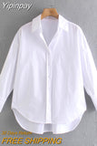 Yipinpay Top Woman Yellow Button Up Shirt Women Long Sleeve Spring 2023 Office Blouse Female Asymmetric Hem Chic Pink Shirt