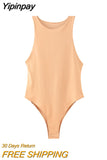 Yipinpay TRAF Fashion 2023 Summer Woman Bodysuit O-Neck Female Sexy Jumpsuit Women Slim Beach Jumpsuit Ladies Skinny Playsuits New