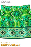 Yipinpay 2023 Green Mini Skirts For Women High Waist Skirt Woman Vintage Print Short Skirts Woman Fashion Boho Summer Beach Skirt