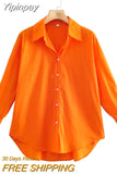 Yipinpay Top Woman Yellow Button Up Shirt Women Long Sleeve Spring 2023 Office Blouse Female Asymmetric Hem Chic Pink Shirt