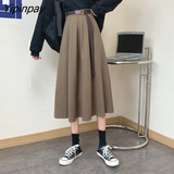 Yipinpay A-line Skirt Women Spring and Summer 2023 New High Waist Medieval Skirt Girl Mid Length Female Harajuku Skirt