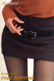 Yipinpay Sexy Black Mini Skirt with Shorts 2023 Fashion Women Trending Low Waist Belt Patchwork Slim Pencil Mini Skirt Y2k Skort