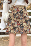 Yipinpay New Spring Summer Women Skirt A-line Japanese Style Sweet Cute Loose Oversize Bear Print Female Mini Skirts Short Skirt
