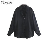 Yipinpay Women Stain Solid Blouses Shirts 2023 Summer Fashion Thin Chic Office Lady Tops Vintage Long Sleeved T-Shirts Four Colors