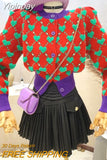 Yipinpay Heart Jacquard Korean Fashion Sweater Sueters De Mujer Knitted Cardigan Tops Y2k Clothes Cropped Cardigan Love Coat