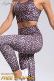 Yipinpay Leopard Women's Tracksuit Yoga Fitness Sportswear Suit Outfit Crop Top Running Wrinkled Pants 2 Pieces Set Trouser Suits