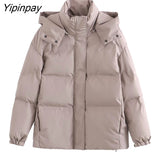 Yipinpay Women's Winter Oversized Jacket 2023 Down Cotton Padded Coat Female Loose Casual Overcoat Female Fashion Hooded Short Parka