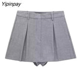 Yipinpay New Two Pieces Sets Women 2023 Autumn Chic Fashion Single Button Blazers Jackets High Wasit Shorts Women Sets