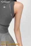 Yipinpay Sporty Tank Top Feminine Spring Summer Fashion Slim Sleeveless Cropped Tops Solid Corsets for Women 4 Colors