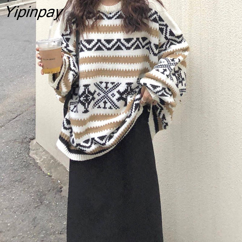 Yipinpay Autumn and Winter Long-sleeved Korean 2023 Loose Pullover Sweater Women O-Neck Sweater Female dropshipping