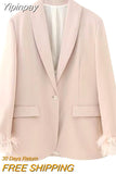 Yipinpay Feather Pink Blazer Women Button Elegant Woman Blazer Sets Fashion Long Sleeve Women's Jacket Spring 2023 New In Outerwears
