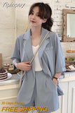 Yipinpay Summer New Blazer Set Women Korean Fashion Thin Jackets Casual Loose Shorts Two Piece Suits Female