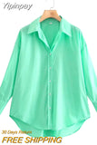 Yipinpay Top Woman Yellow Button Up Shirt Women Long Sleeve Spring 2023 Office Blouse Female Asymmetric Hem Chic Pink Shirt