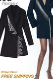Yipinpay Black Rhinestone Jumpsuit Women Short Blazer Playsuit Long Sleeve Party Elegant Woman Jumpsuit 2023 Winter Rompers Playsuit