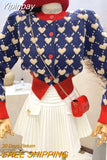 Yipinpay Heart Jacquard Korean Fashion Sweater Sueters De Mujer Knitted Cardigan Tops Y2k Clothes Cropped Cardigan Love Coat