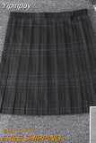 Yipinpay Preppy Black Plaid Pleated Skirt Women Japanese Fashion School Girl Uniform Kawaii Gothic High Waist Mini Skirt Cute JK