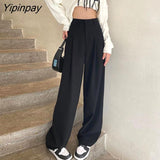 Yipinpay Loose Suits Pants Female 2023 New Casual Office Classic Straight Wide Leg Pants Women Korean Full Length Trousers