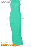 Yipinpay Mo 2023 Bodycon Sleeveless Knitting Dress Mini Women Off Shoulder Sexy Club Party Dresses Black Elegant Summer Vestidos